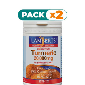 Pack 2x TURMERIC 20.000Mg. 120 TABLETAS LAMBERTS