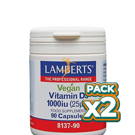 Pack 2x VITAMINA D3 VEGAN 90 CÁPSULAS LAMBERTS