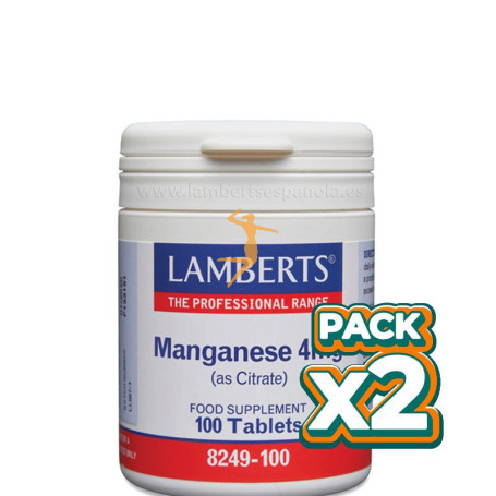 Pack 2x MANGANESO 100 TABLETAS LAMBERTS