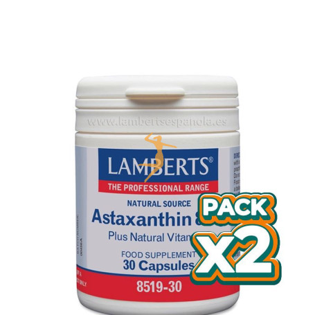 Pack 2x ASTAXANTINA CON VITAMINA E 30 CAPSULAS LAMBERTS
