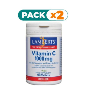 Pack 2x VITAMINA C 1000Mg BIOFLAVONOIDES 120 TABLETAS LAMBERTS