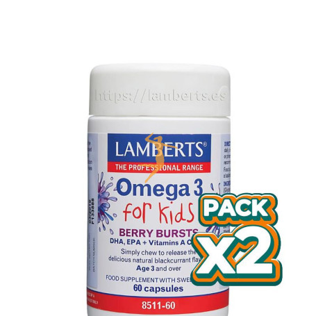 Pack 2x OMEGA 3 PARA NIÑOS CON DHA 100MG/EPA 14MG 60 CÁPSULAS LAMBERTS