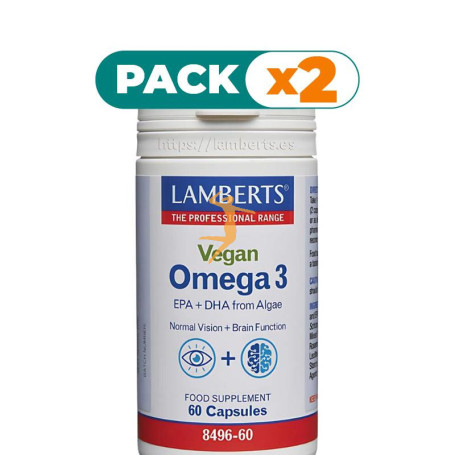Pack 2x OMEGA 3 VEGANO 60 CÁPSULAS LAMBERTS