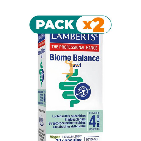 Pack 2x BIOME BALANCE TRAVEL (VIAJES) 30 CÁPSULAS LAMBERTS