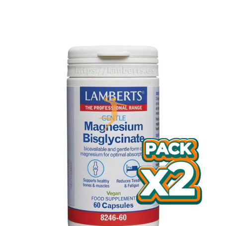 Pack 2x GENTLE MAGNESIUM BISGLYCINATE 60 CAPSULAS LAMBERTS