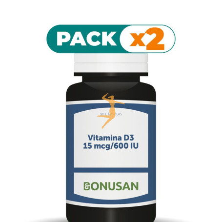 Pack 2x VITAMINA D3 15Mcg/600UI 90 CÁPSULAS BONUSAN