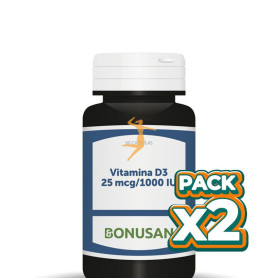 Pack 2x VITAMINA D3 25Mcg/1000UI 90 CÁPSULAS BONUSAN