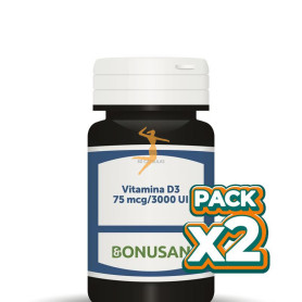 Pack 2x VITAMINA D3 75Mcg/3000UI 60 CÁPSULAS BONUSAN