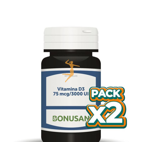 Pack 2x VITAMINA D3 75Mcg/3000UI 60 CÁPSULAS BONUSAN