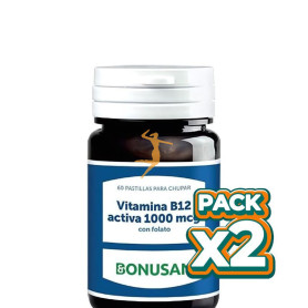 Pack 2x VITAMINA B12 ACTIVA 1000Mcg 60 COMPRIMIDOS BONUSAN