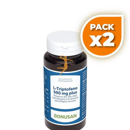 Pack 2x L-TRIPTÓFANO 500 MG PLUS 60 CÁPSULAS BONUSAN