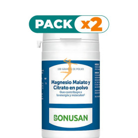 Pack 2x MAGNESIO, MALATO Y CITRATO EN POLVO 130 GR BONUSAN