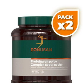 Pack 2x PROTEÍNA EN POLVO COMPLEX SABOR NEUTRO 400G BONUSAN