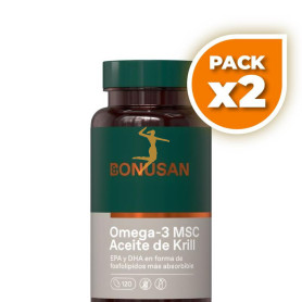 Pack 2x OMEGA-3 MSC ACEITE DE KRILL 120 PERLAS BONUSAN