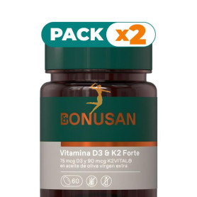 Pack 2x VITAMINA D3 & K2 FORTE 60 PERLAS BONUSAN