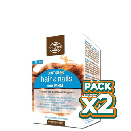 Pack 2x HAIR & NAIL COMPLEX 60 COMPRIMIDOS NATURMIL