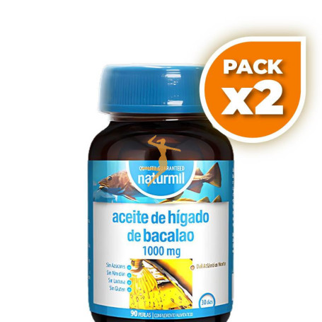 Pack 2x ACEITE DE HÍGADO DE BACALAO 1000MG 90 PERLAS NATURMIL