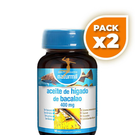 Pack 2x ACEITE DE HÍGADO DE BACALAO 400MG 90 PERLAS NATURMIL