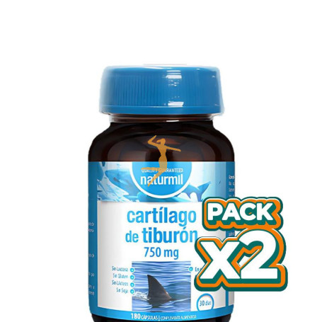 Pack 2x CARTILAGO DE TIBURÓN 750MG 180 CÁPSULAS NATURMIL