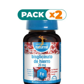 Pack 2x BISGLICINATO DE HIERRO 20MG 90 COMPRIMIDOS NATURMIL