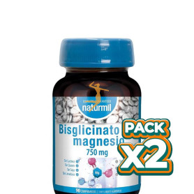 Pack 2x BISGLICINATO DE MAGNESIO 750MG 90 COMPRIMIDOS NATURMIL