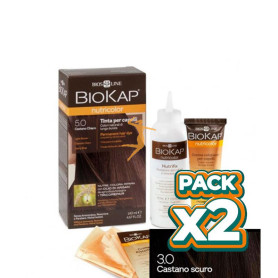 Pack 2x TINTE NUTRICOLOR 3.0 CASTAÑO OSCURO 140Ml. BIOKAP