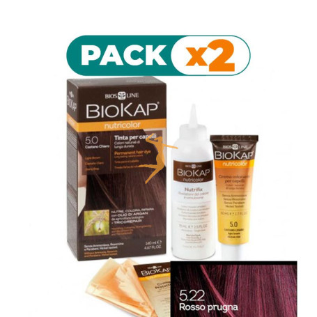 Pack 2x TINTE 5.22 ROJO CIRUELA 140Ml. BIOKAP