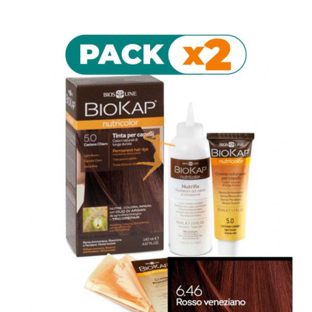 Pack 2x TINTE NUTRICOLOR 6.46 ROJO VENECIANO 140Ml. BIOKAP