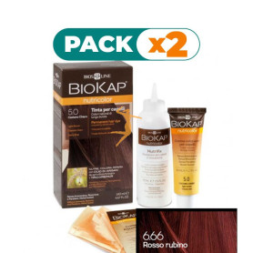 Pack 2x TINTE NUTRICOLOR 6.66 ROJO RUBÍ 140Ml. BIOKAP
