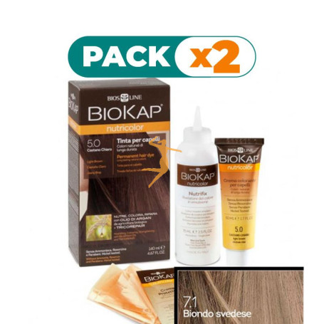 Pack 2x TINTE NUTRICOLOR 7.1 RUBIO SUECO 140Ml. BIOKAP