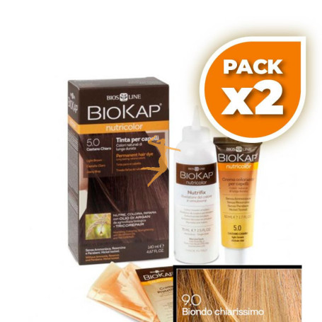 Pack 2x TINTE 9.0 RUBIO MUY CLARO 140Ml. BIOKAP