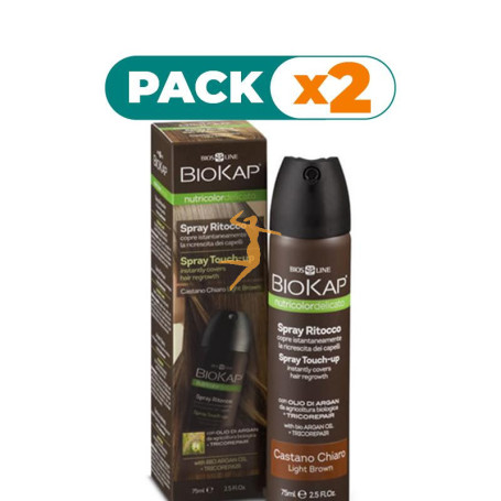 Pack 2x SPRAY TOUCH-UP CASTAÑO CLARO 75Ml. BIOKAP