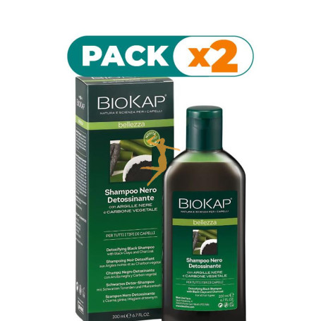 Pack 2x CHAMPU NEGRO DETOXINANTE 200ML BIOKAP