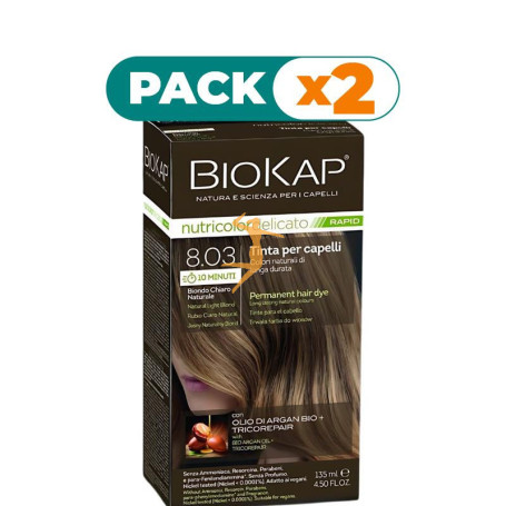 Pack 2x RAPID DELICATO 8.03 RUBIO CLARO NATURAL 135ML BIOKAP