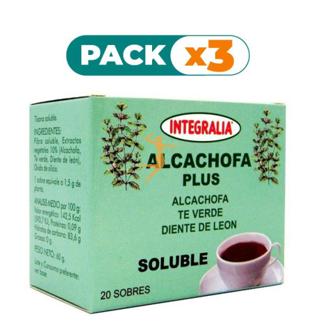 Pack 3x ALCACHOFA PLUS SOLUBLE 20 SOBRES INTEGRALIA