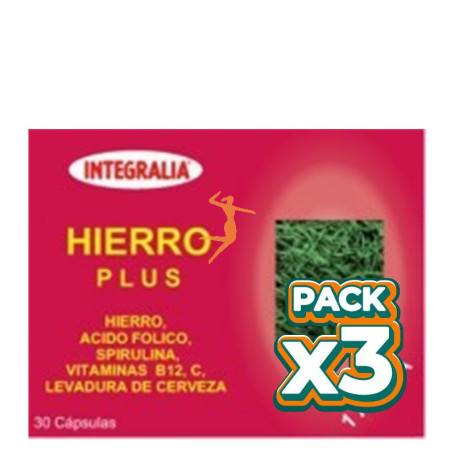 Pack 3x HIERRO PLUS 30 CÁPSULAS INTEGRALIA
