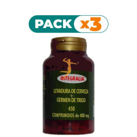 Pack 3x LEVADURA DE CERVEZA Y GERMEN DE TRIGO 450 COMPRIMIDOS INTEGRALIA