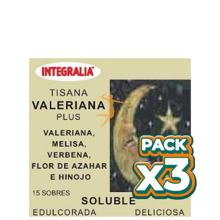 Pack 3x VALERIANA PLUS SOLUBLE 15 SOBRES INTEGRALIA