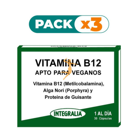 Pack 3x VITAMINA B12 VEGANA 30 CÁPSULAS INTEGRALIA