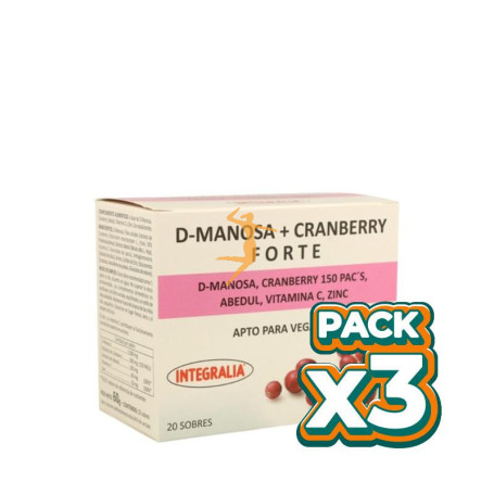 Pack 3x D-MANOSA + CRANBERRY FORTE 20 SOBRES INTEGRALIA