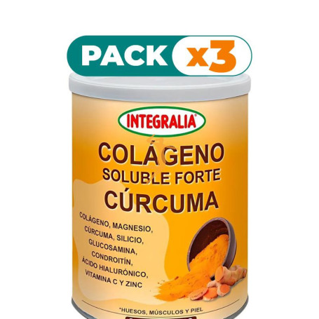 Pack 3x COLÁGENO SOLUBLE FORTE CÚRCUMA 300G INTEGRALIA