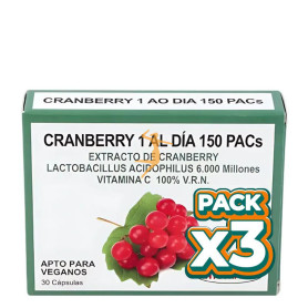 Pack 3x CRANBERRY 1 AL DÍA 150 PACs 30 CÁPSULAS INTEGRALIA
