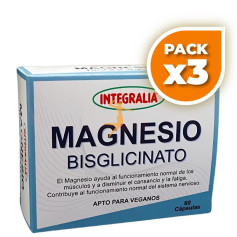 Pack 3x BISGLICINATO DE MAGNESIO 60 CÁPSULAS INTEGRALIA