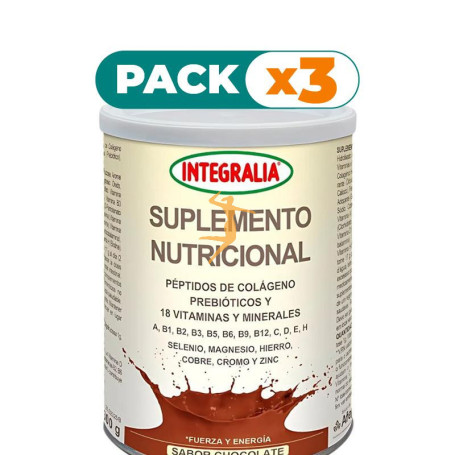 Pack 3x SUPLEMENTO NUTRICIONAL SABOR CHOCOLATE 300G INTEGRALIA