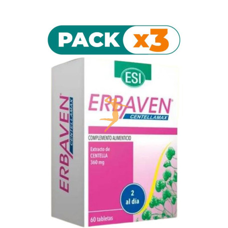 Pack 3x ERBAVEN CENTELLAMAX 60 TABLETAS ESI