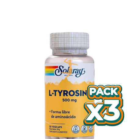 Pack 3x L-TYROSINA 500Mg. 50 CÁPSULAS SOLARAY