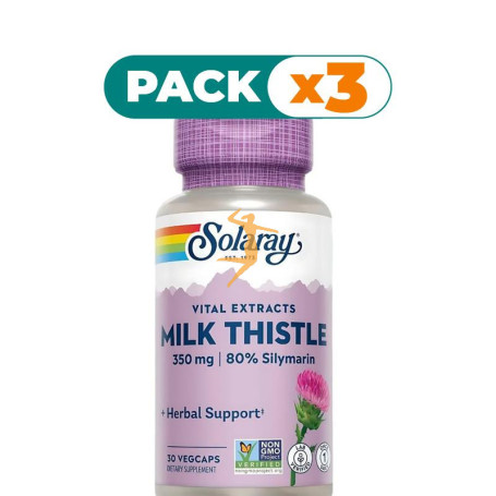 Pack 3x MILK THISTLE 30 CÁPSULAS VEGETALES SOLARAY