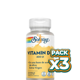 Pack 3x VITAMIN D3 400 UI-120 PERLAS SOLARAY
