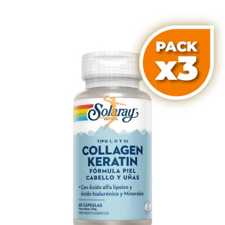 Pack 3x COLLAGEN KERATIN 60 CÁPSULAS SOLARAY