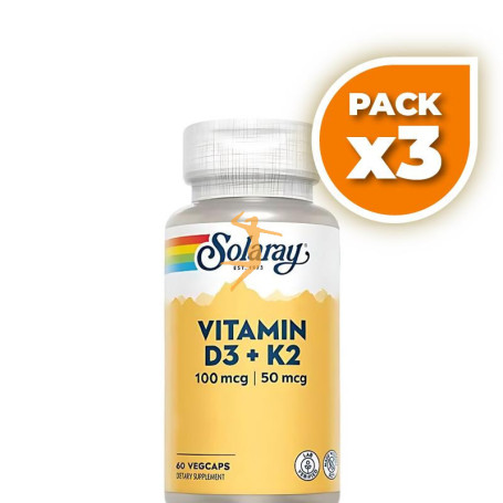 Pack 3x D3 & K2 60 CÁPSULAS VEGETALES SOLARAY